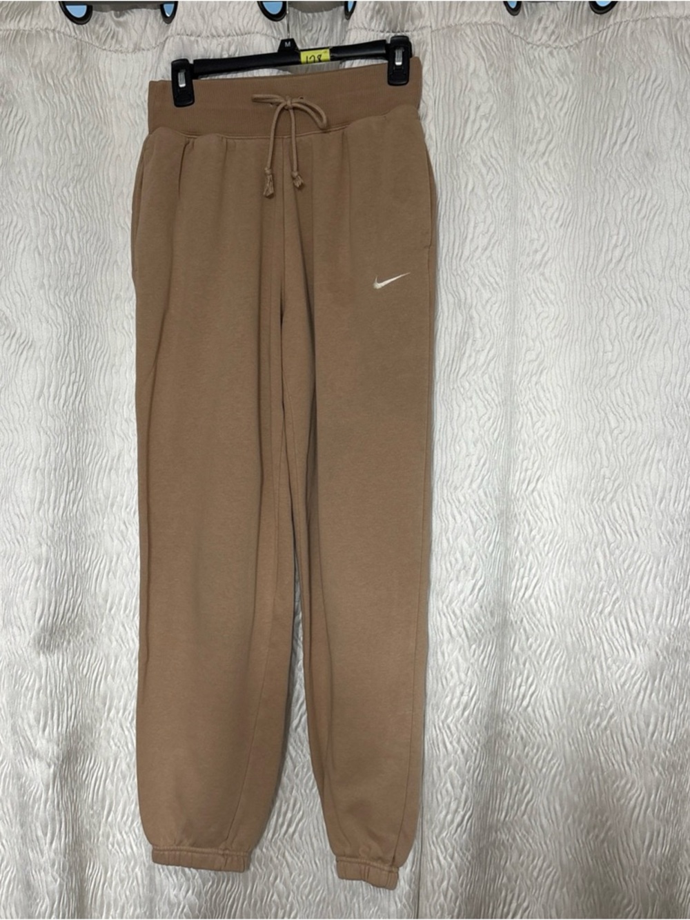 Nike Phoenix Fleece High Waisted Joggers Tan Beige Pintuck Seam-Size XS